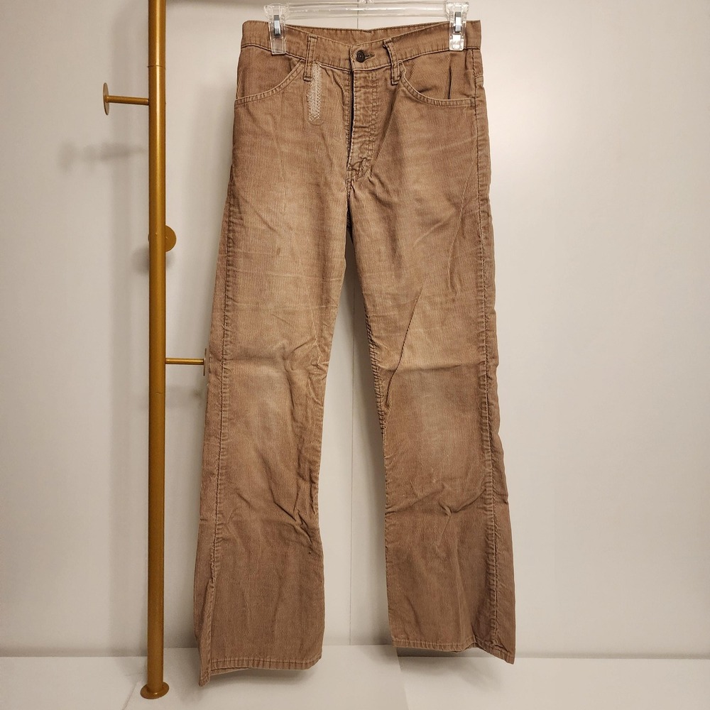 Vintage 80s Levis 646 Toffee Corduroy Wide Leg Bell Bottom Pants 28x30 White Tab